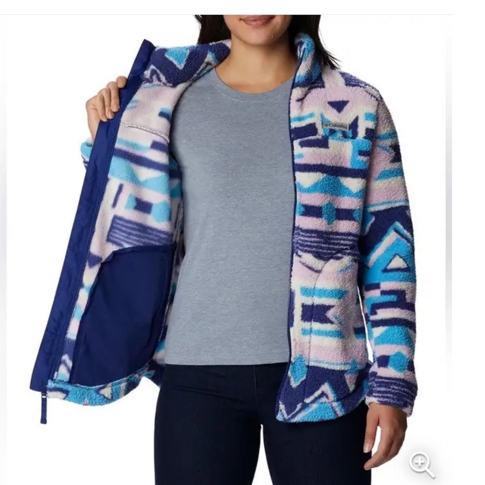 Columbia Women's West Bend Full Zip Fleece Jacket In Aura Print size XL - Picture 3 of 12